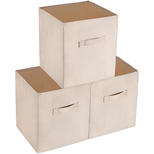 SimpleHome Pure | cajas almacenaje plegables de arpillera | juego de 3 | beige | Cubos de...