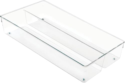 iDesign Cubertero para dividir cajones, separador de cajones grande de plástico con 2...
