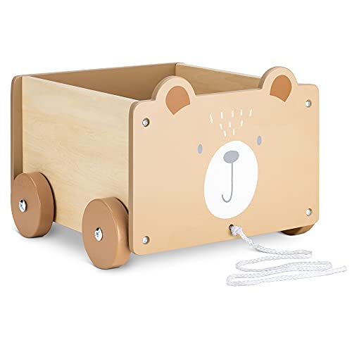 Navaris Caja de almacenamiento de juguetes - Baúl de madera para almacenaje en habitación de los...