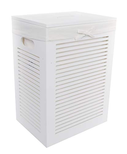 DVier MHZWK-08WRt Laundry - Cesto para la ropa (madera, 40 x 30 cm, 55 cm), color blanco