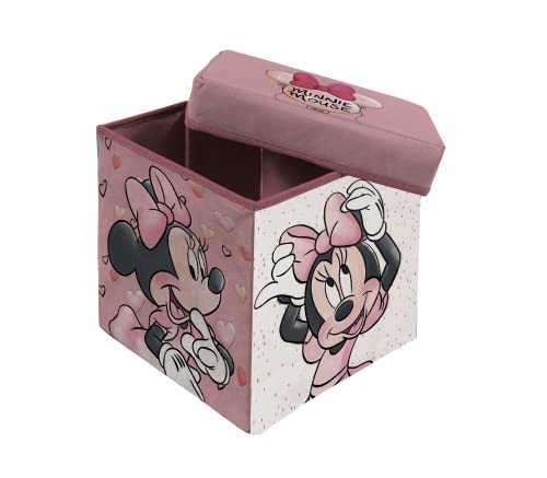 Superdiver Caja de almacenaje plegable con Tapa de Minnie Mouse - Licencia Oficial Disney - Silla...