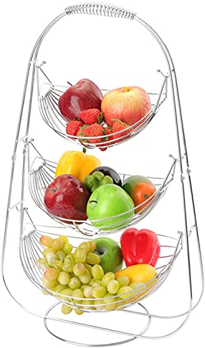 LOMOFI Cesta de Frutas -Tazones de Fruta Gran Capacidad de 3 Niveles - Moderna Cocina Mostrador de...