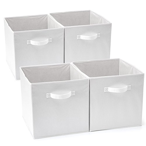 EZOWARE Set de 4 Caja de Almacenaje, Cubos Organizador de Tela Plegable, Cajas de Almacenamiento...