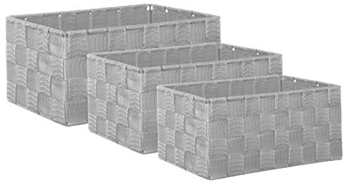 Brandsseller Caja de almacenaje decorativa (aspecto de ratán, 3 unidades), color gris claro