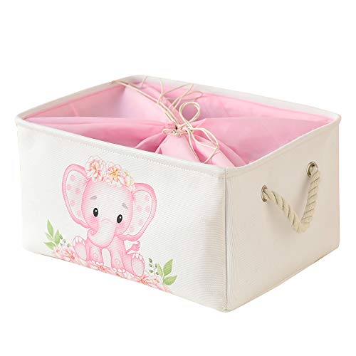INough Cesta de almacenamiento de elefante rosa para niños, caja de regalo para bebé, cestas de...