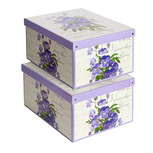 Lavatelli SET 2 Cajas organizadoras de ropa, cajas almacenaje decorativas en carton, 39x50x24cm,...