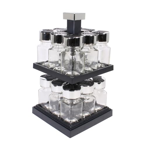 CMP KB5755 Carrusel de especias Dispensador giratorio cuadrado 16 botes 2 niveles Negro y...
