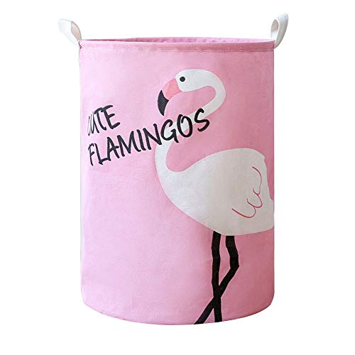 Kanggest. Flamingo Cubo de Almacenamiento Redondo de Cesta Plegable Cesta para la Ropa Sucia Caja de...