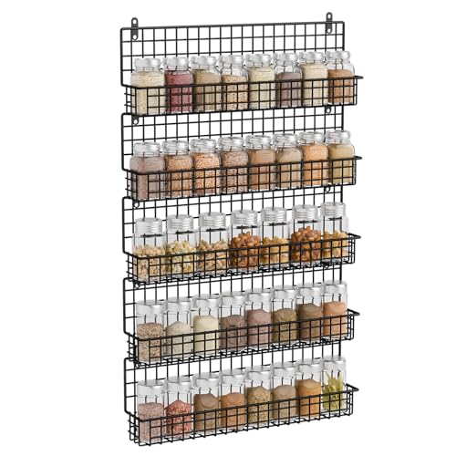 X-cosrack - Estante organizador de especias de pared de 5 niveles apilables para colgar tarros de...
