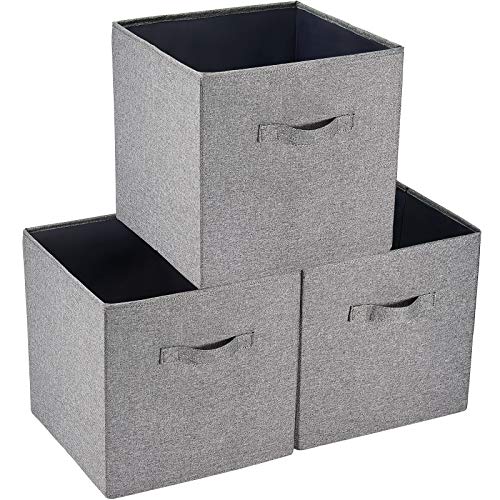 SimpleHome Pure | cajas almacenaje plegables de arpillera | juego de 3 | gris | Cubos de...