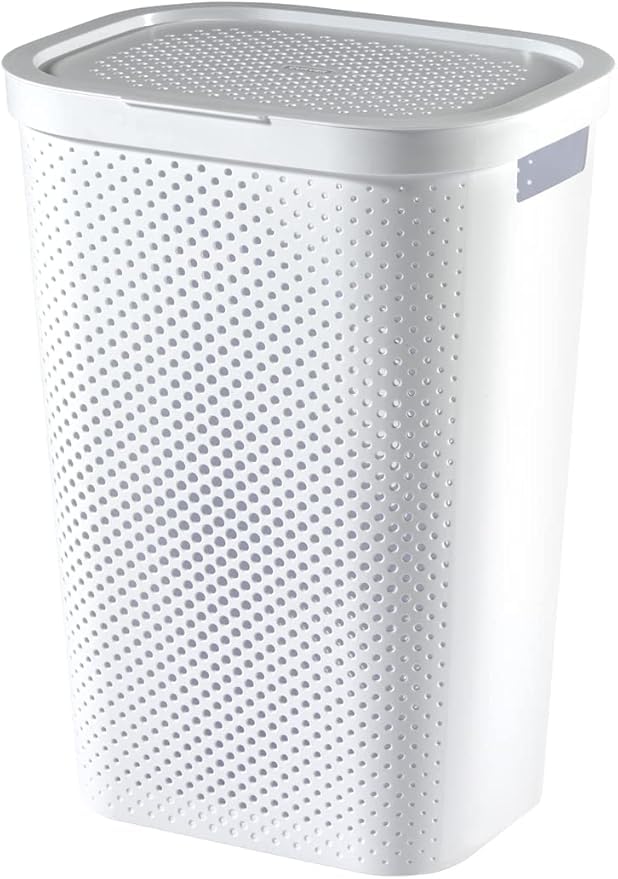 Curver Hamper- Baúl para la colada 60L, Cesto de ropa, 44x35xH60, 100% material reciclado, Blanco