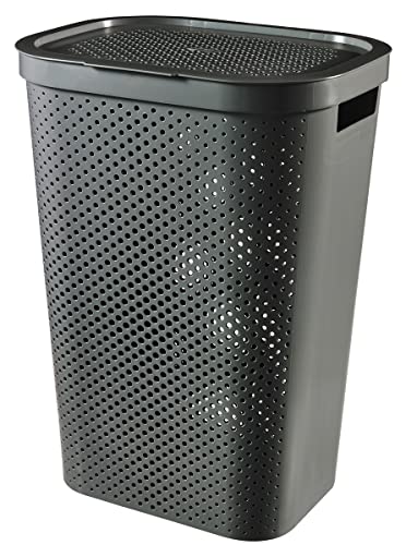 Curver Infinity wasbox dots 60L - 100% recycled donkergrijs