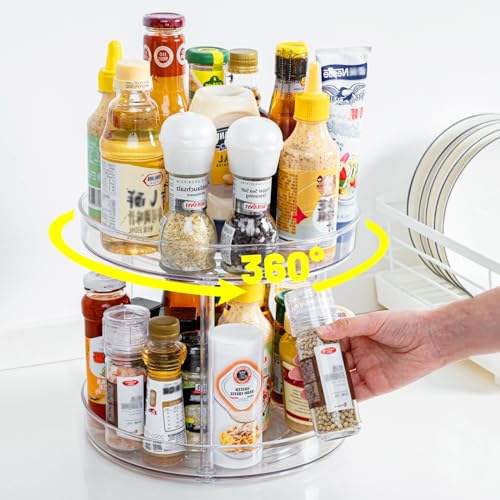 LUZOON Especiero Giratorio 360°, 2 Pisos Lazy Susan Despensa Organizador Especieros para Cocina...