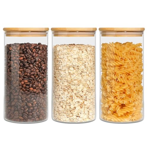 ComSaf Tarros de Cristal con Tapa, 850 ml, 3 Frascos de Vidrio con Tapa, Adecuado para Almendras,...