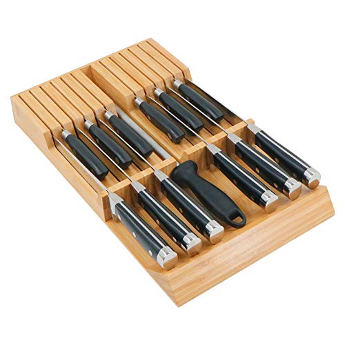 Utoplike Bloque de cuchillos de cocina de bambú, organizador de cajones, soporte de cuchillos de...
