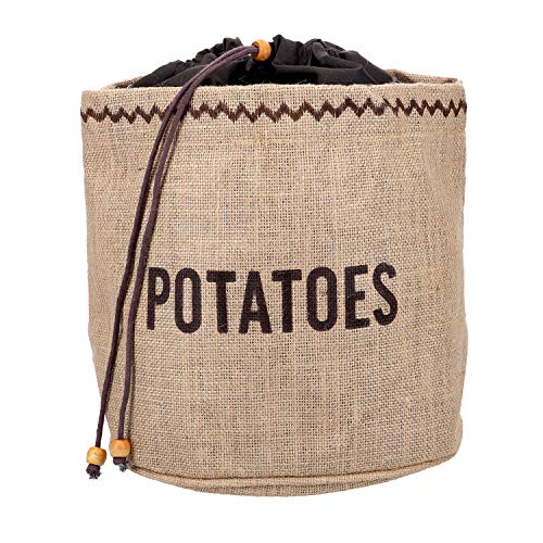 KitchenCraft Natural Elements Potato Bag with Blackout Lining, Hessian, Brown, 25 x 25 x 24 cm