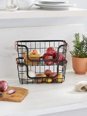 cestas metálicas modernas para frutas y verduras