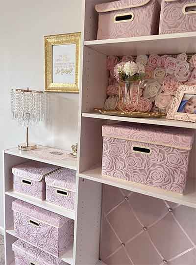 Cajas decorativas de tela rosas